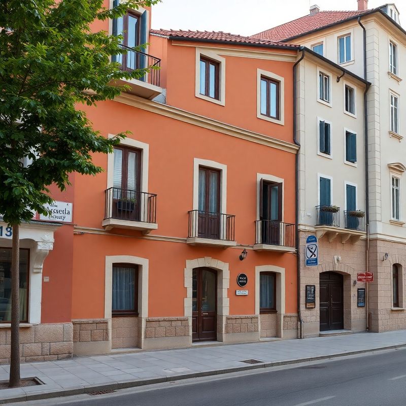 Fasada zgrade u toplim tonovima na mirnoj ulici u Osijeku