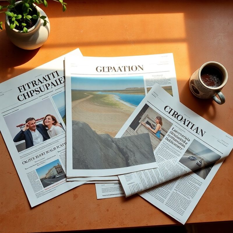 Hrvatske novine i ekonomski izvještaji na radnom stolu